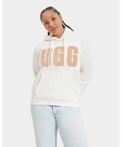 Kvinder UGG RTW-kollektion | Rey Uggfluff logo hættetrøje Nimbus / Sand