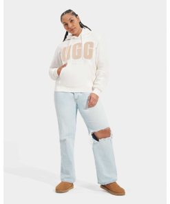 Kvinder UGG RTW-kollektion | Rey Uggfluff logo hættetrøje Nimbus / Sand