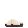 Damer UGG Tøfler | Fuzz Sugar Cross Slide Natur/sort