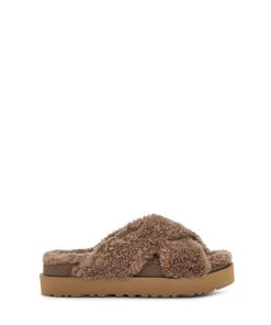 Damer UGG Tøfler | Fuzz Sugar Cross Slide, Ugg Hickory