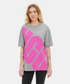 Kvinder UGG RTW-kollektion | Jacqueline logo t-shirt Grå Heather / Taffy Pink