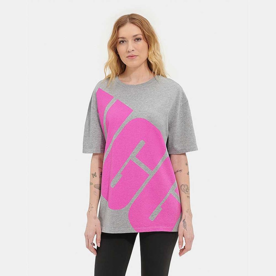 Kvinder UGG RTW-kollektion | Jacqueline logo t-shirt Grå Heather / Taffy Pink