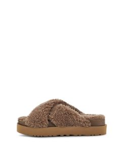 Damer UGG Tøfler | Fuzz Sugar Cross Slide, Ugg Hickory