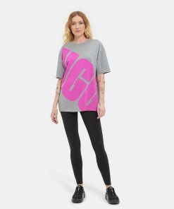 Kvinder UGG RTW-kollektion | Jacqueline logo t-shirt Grå Heather / Taffy Pink