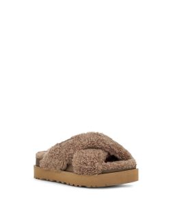 Damer UGG Tøfler | Fuzz Sugar Cross Slide, Ugg Hickory